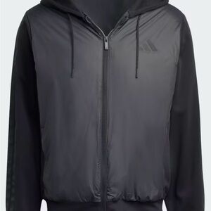 ESSENTIALS CLIMAWARM 3-STRIPES INSULATED HOODED HYBRID JACKET